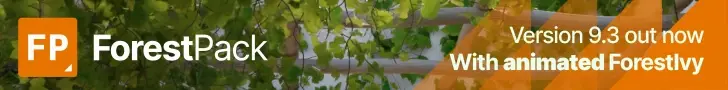 ForestPack 9.3 is Out Now - Animated ivy, tapered branches, and improved scattering.
